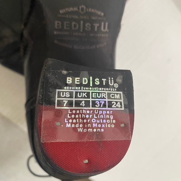 NWOB Bed Stu Women's Bia Black Rustic Leather Short Ankle Boots Size 7 - Picture 8 of 8